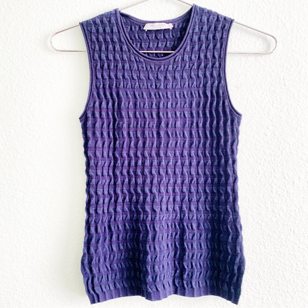 MM LAFLEUR navy blue purple sleeveless textured top blouse shirt XS